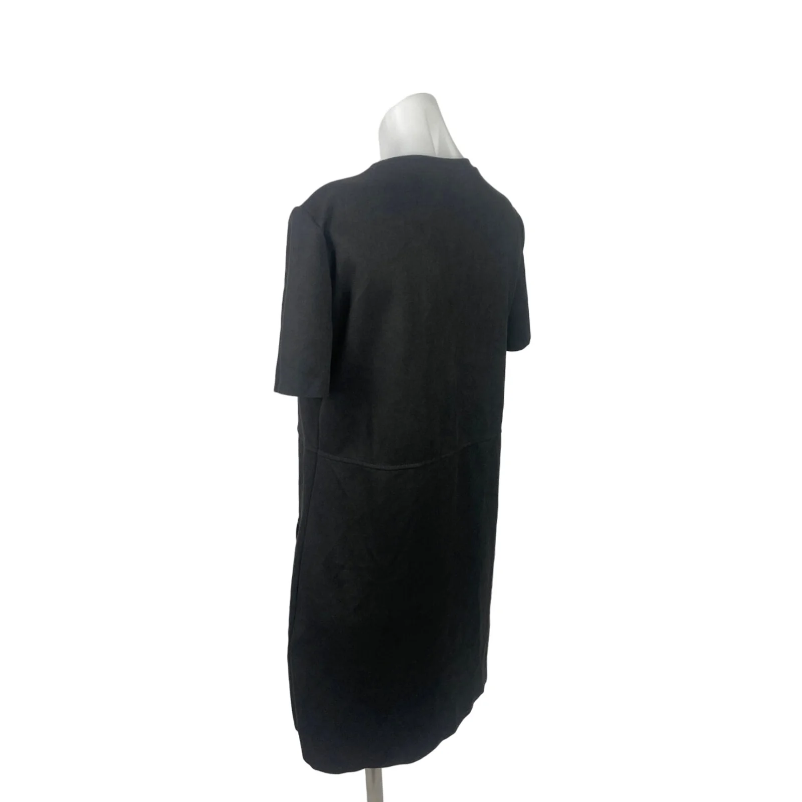 Zara Black Faux Suede Round Neck Short Sleeve Casual Mini T-Shirt Dress Size M - Image 2