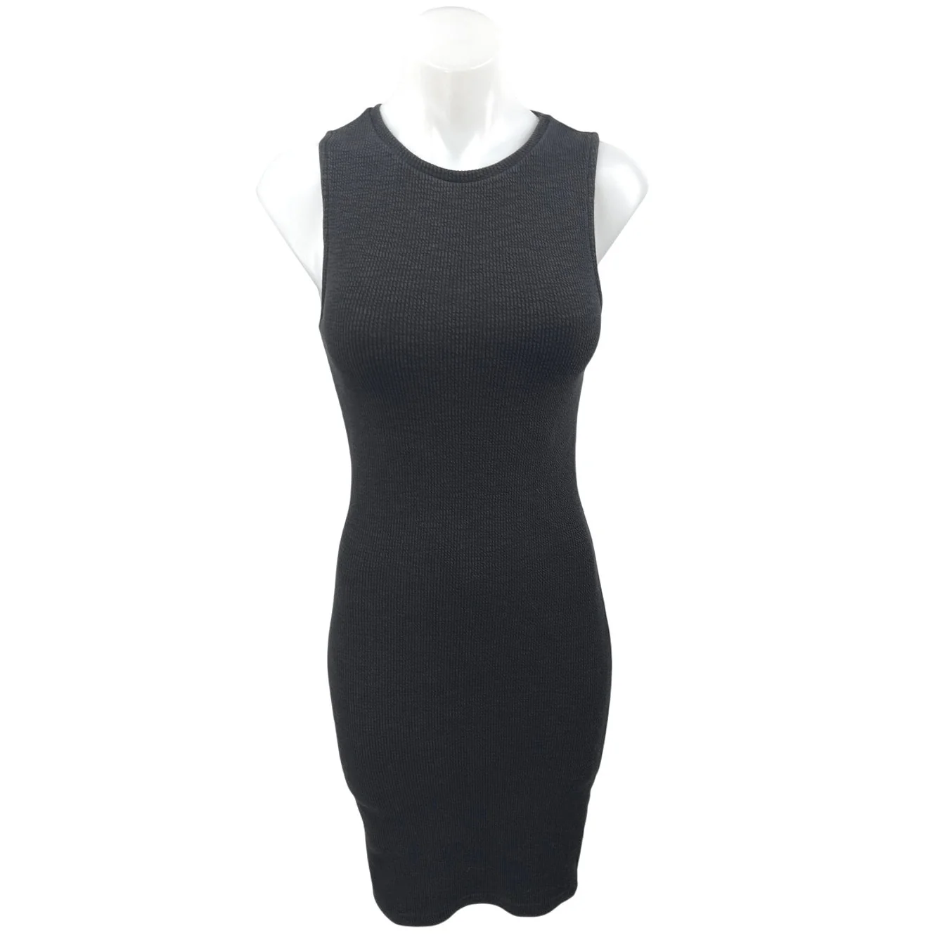 Zara Black Knit Sleeveless Cami Camisole Knee Length Bodycon Tank Dress Size S