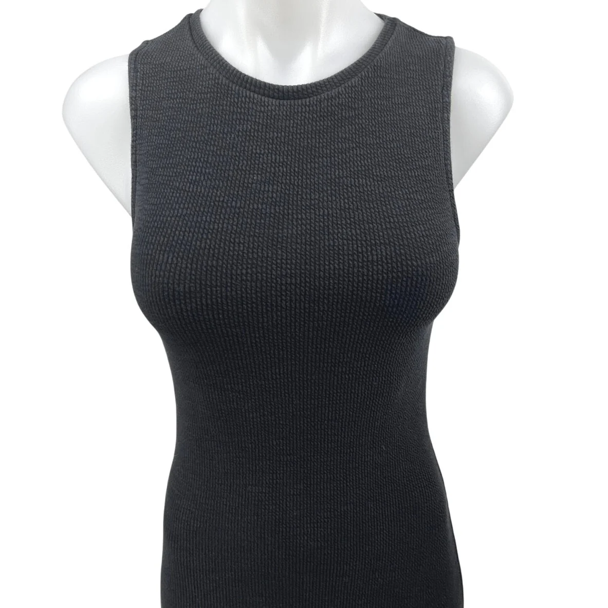 Zara Black Knit Sleeveless Cami Camisole Knee Length Bodycon Tank Dress Size S - Image 3