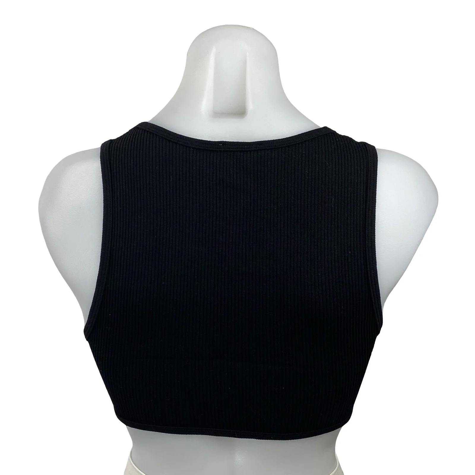 Zara Black Rhinestone Fringe Ribbed Knit Sculpt Sleeveless Tank Crop Top Size XS - Image 4