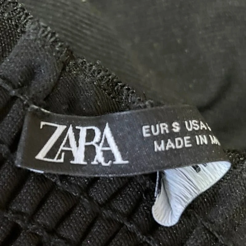 Zara Black Sleeveless Smocked Boned V Neck Corset Bustier Crop Tank Top Size S - Image 3