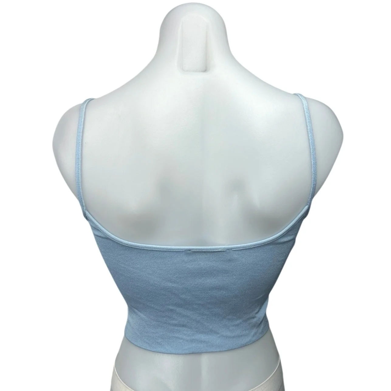 Zara Blue Ribbed Knit Twist Knot Front Spaghetti Cami Camisole Crop Tank Top S - Image 2