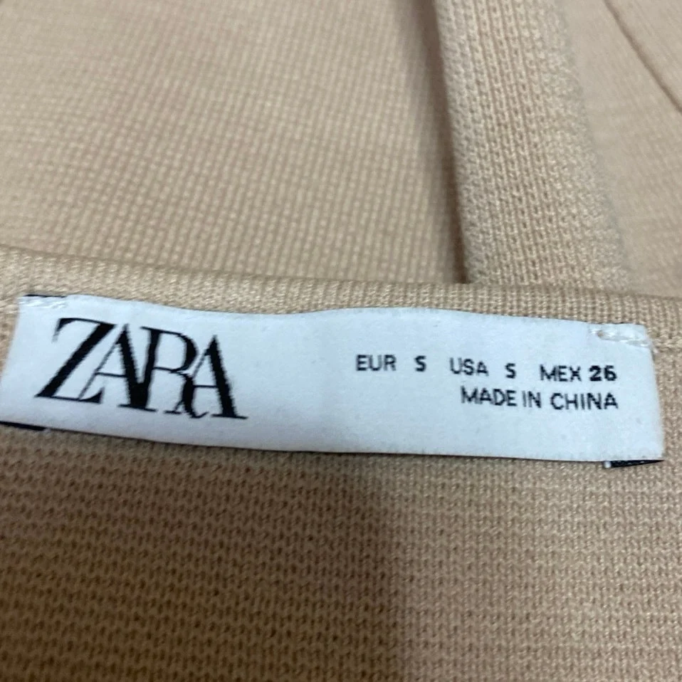 Zara Brown Tan Sleeveless Square Neck Crop Bustier Corset Sweater Tank Top Sz S - Image 3