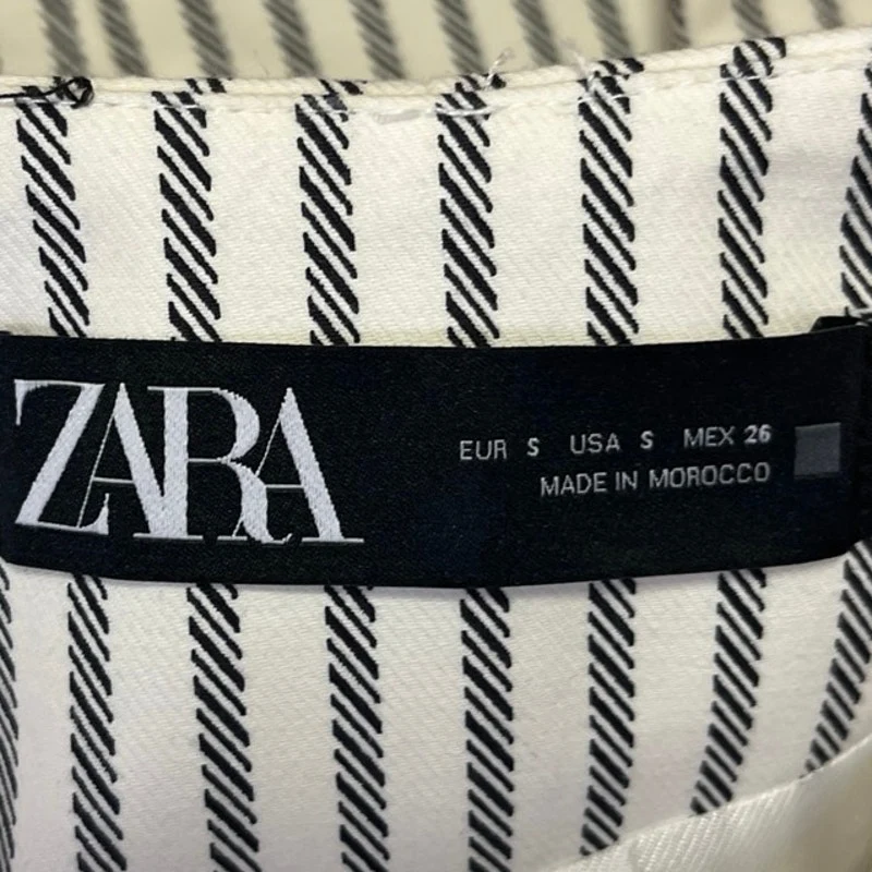 Zara Cream White Striped Long Sleeve Gold Button Down Crop Blazer Coat Jacket S - Image 5