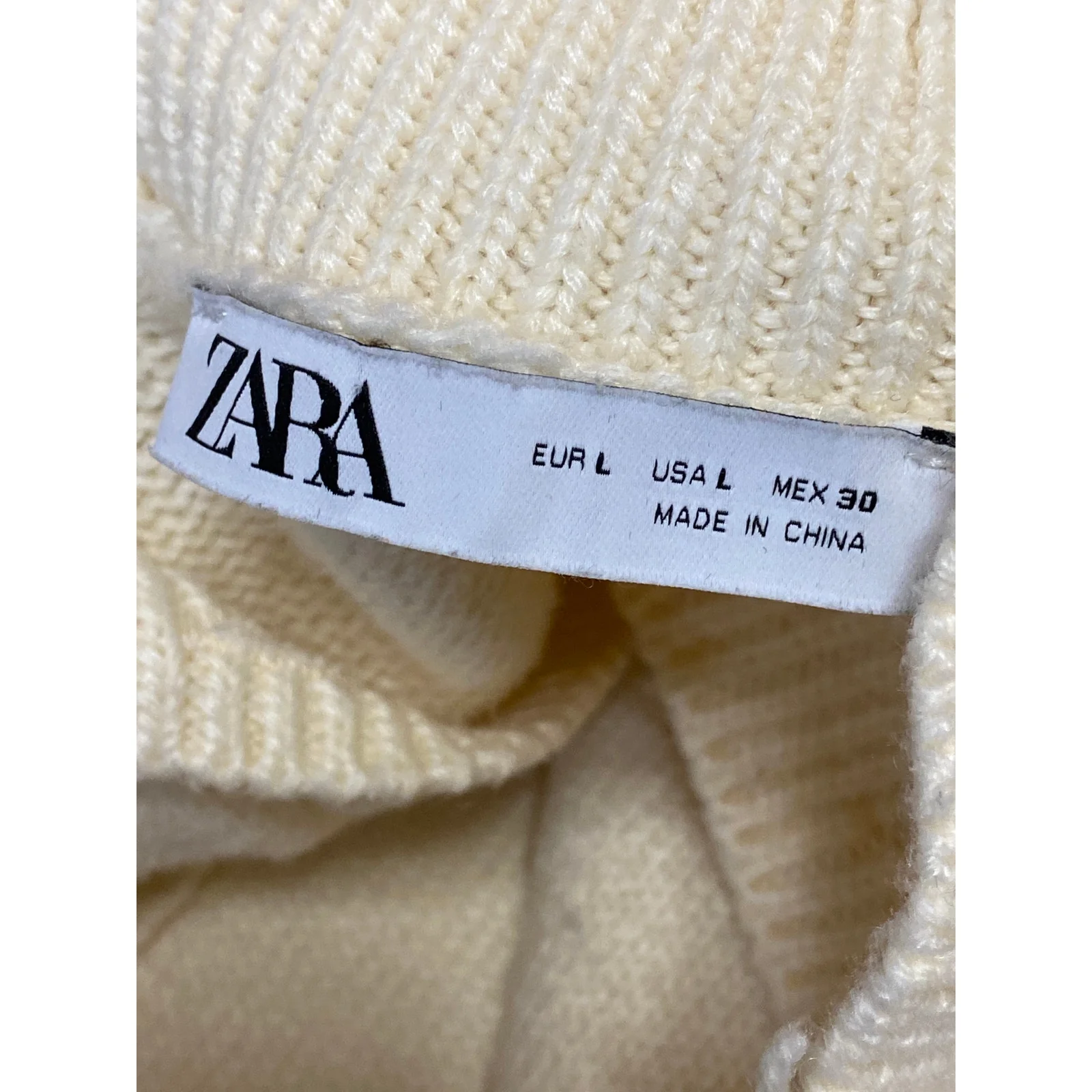 Zara Cream Wool Collared Long Sleeve Button Playsuit Sweater Jumpsuit Romper L - Image 3