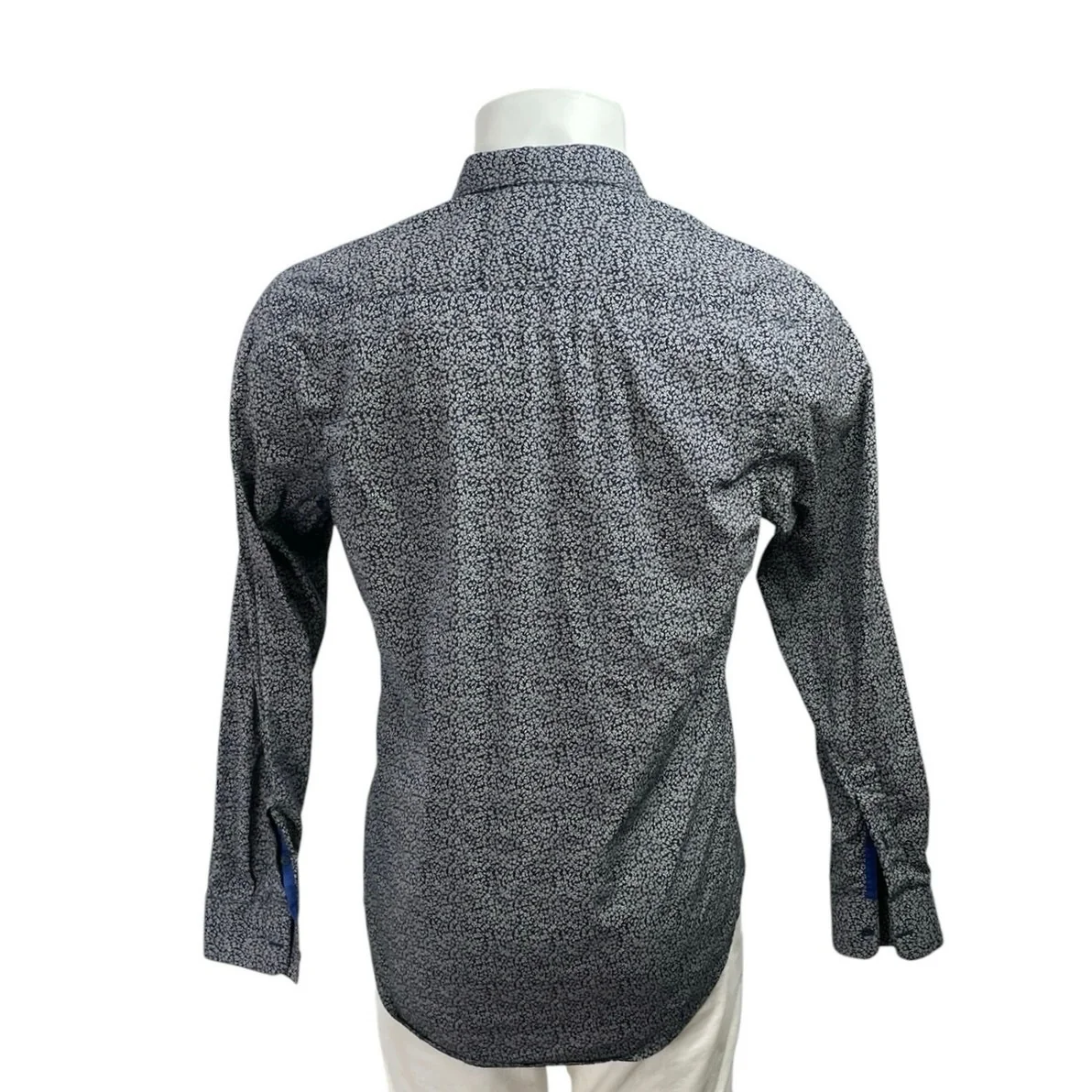 Zara Men's Black Floral Collared Long Sleeve Slim Casual Button Down Shirt Top L - Image 3