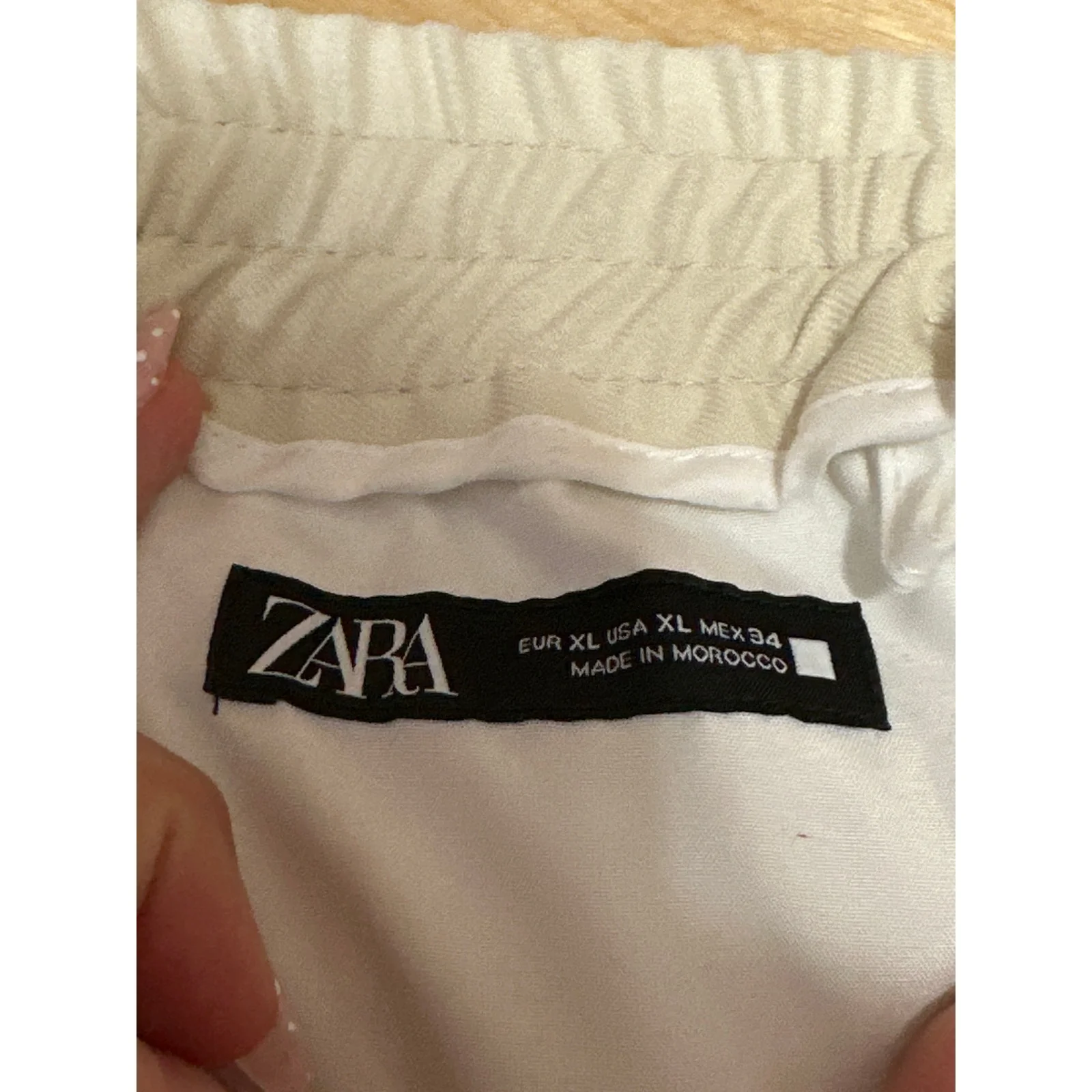 Zara Men's Cream Beige Knit Drawstring Tapered Trousers Sweat Pants Size XL - Image 4