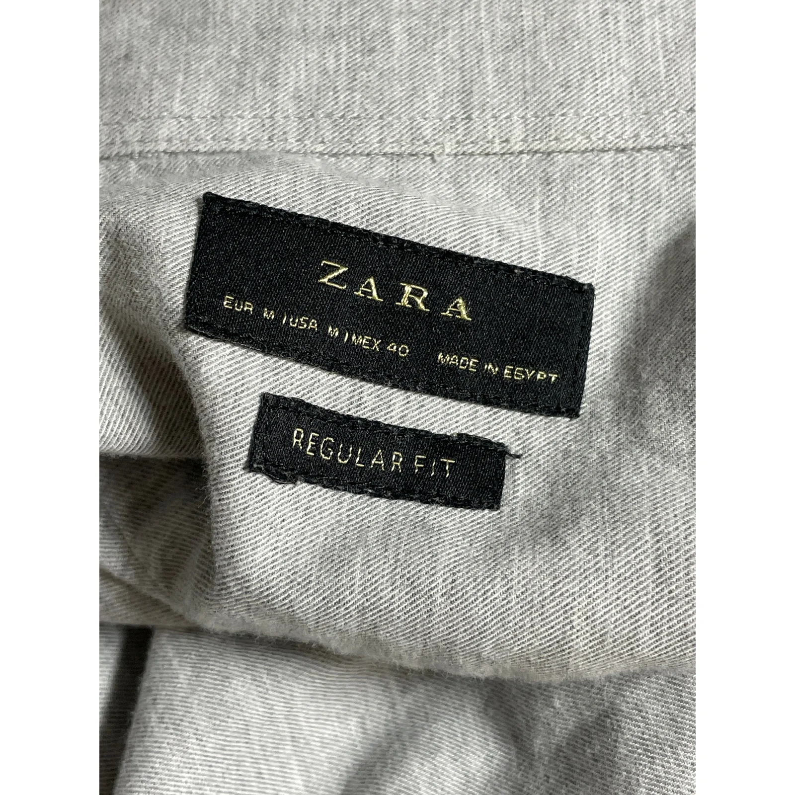 Zara Men's Gray Long Sleeve Regular Fit Casual Button Down Shirt Top Size M - Image 5
