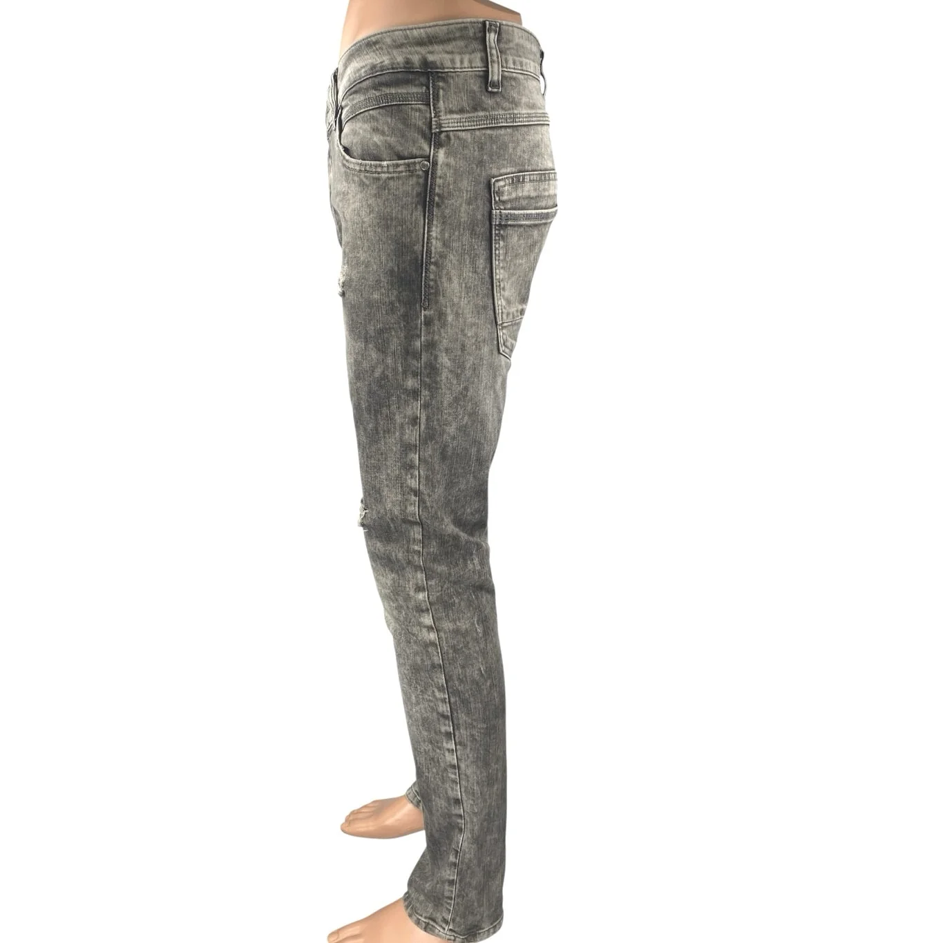Zara Men's Gray Washed Distressed Mid Rise Casual Skinny Denim Jeans Size 34 - Image 2