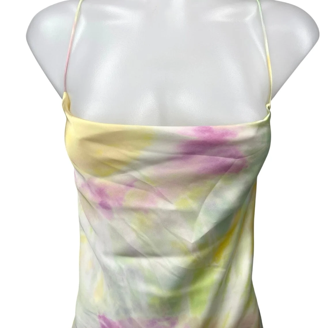 Zara Multicolor Tie Dye Sleeveless Cowl Neck Strappy Cami Tank Mini Slip Dress S - Image 3