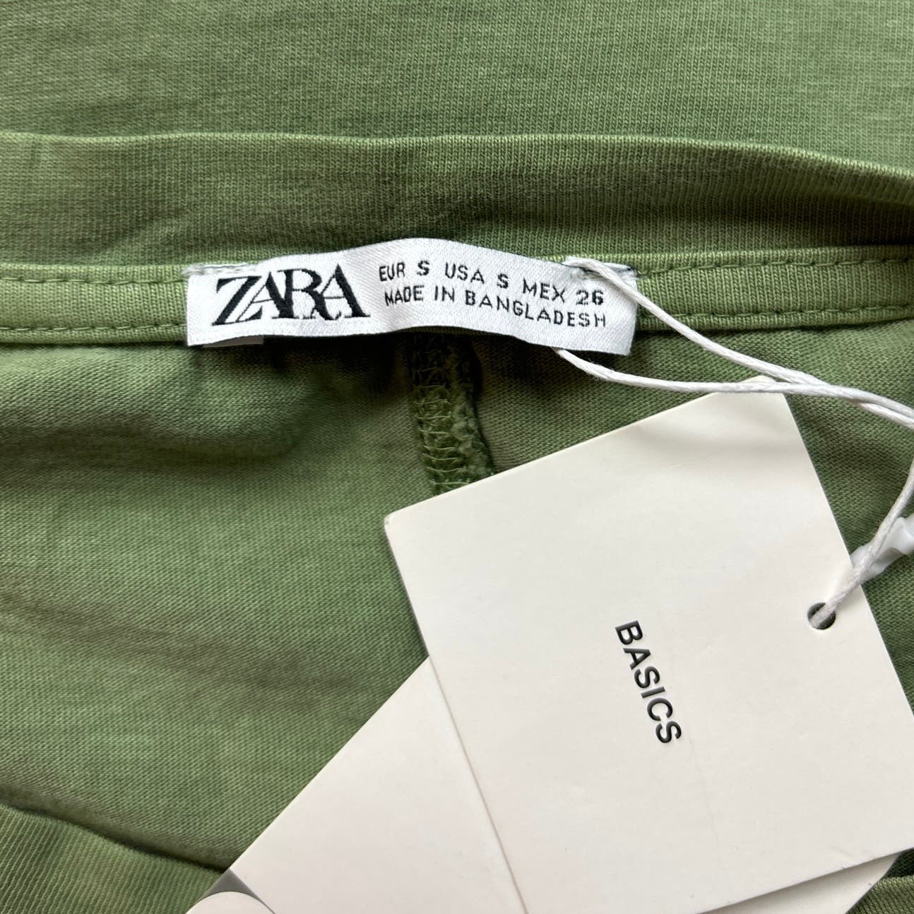 Zara NWT Green Cotton Cuffed Short Sleeve Crew Oversized T-Shirt Midi Dress Sz S - Image 6