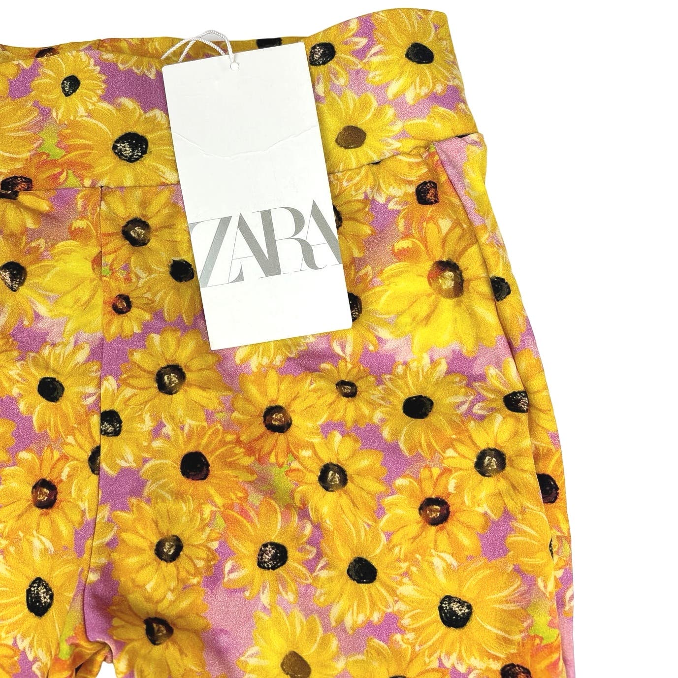 Zara NWT Pink Yellow Sunflower Floral Yoga Stretch Athletic Yoga Biker Shorts S - Image 3