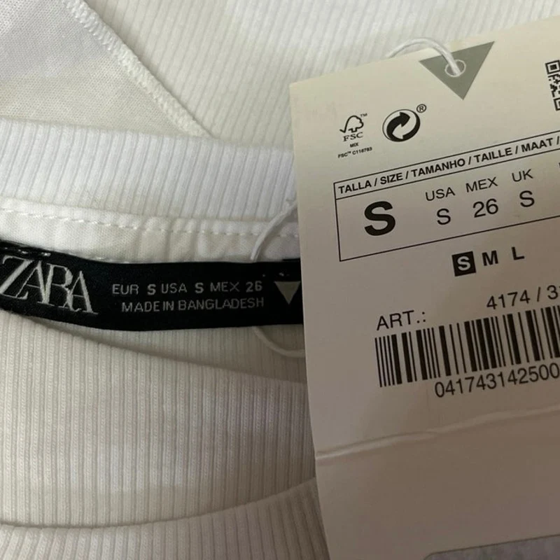 Zara NWT White Ribbed Knit Ruffle Sleeve Crew Neck Bodysuit Blouse Top Size S - Image 5
