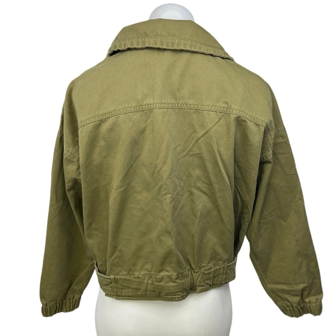 Zara Olive Green Zip Up Collared Long Sleeve Military Outdoor Jacket Coat Sz XS - Image 2