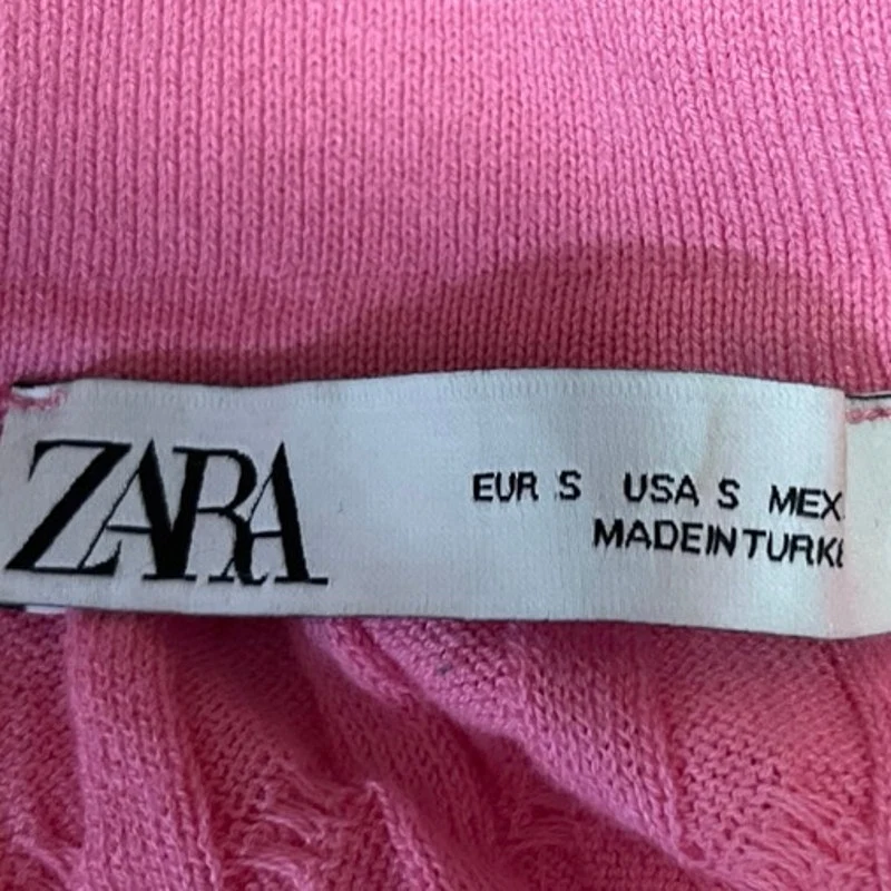 Zara Pink Cable Knit Button Down Collar Long Sleeve Cardigan Sweater Top Size S - Image 4