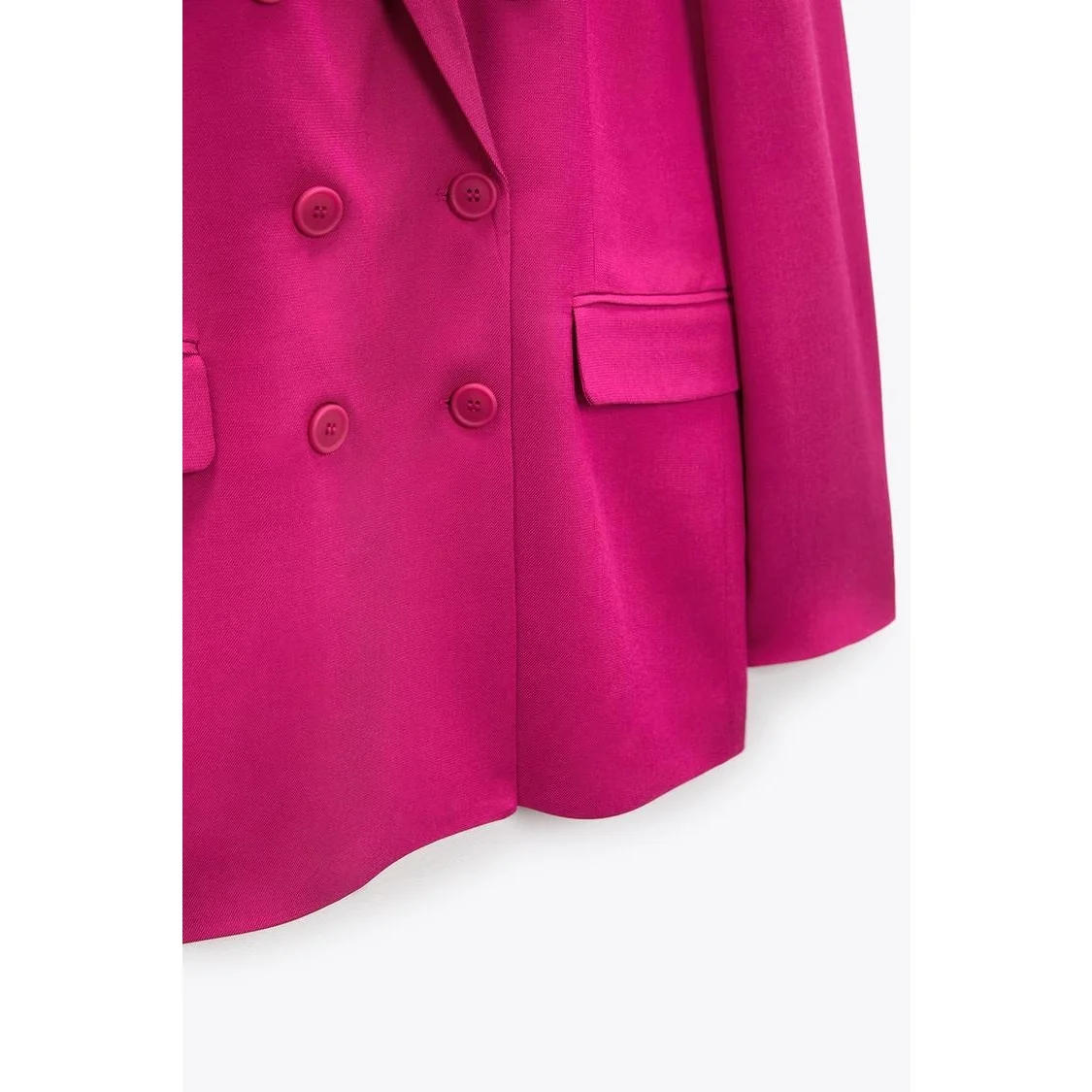 Zara Women's Fuchsia Pink Double Breasted Notch Collar Blazer Coat Jacket Sz XS - Image 12