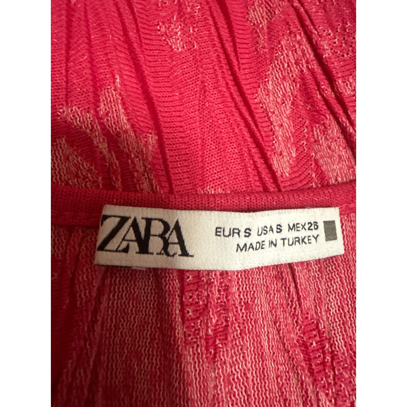 Zara Pink Plisse Textured Crew Neck Short Sleeve Basic Tee T-Shirt Blouse Top S - Image 4