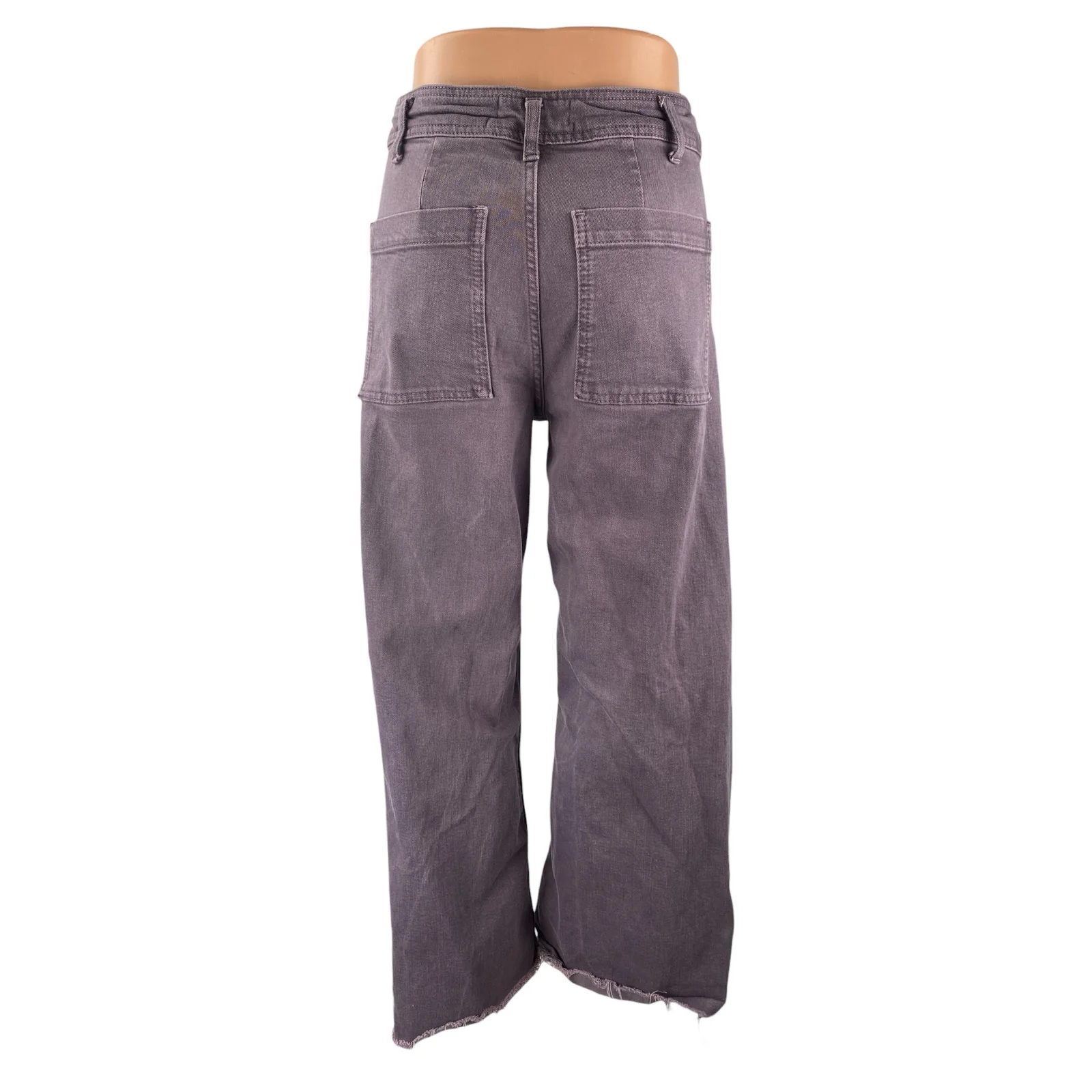 Zara The Marine Purple Raw Frayed Hem Flare Palazzo Wide Leg Denim Jeans Pants 6 - Image 4