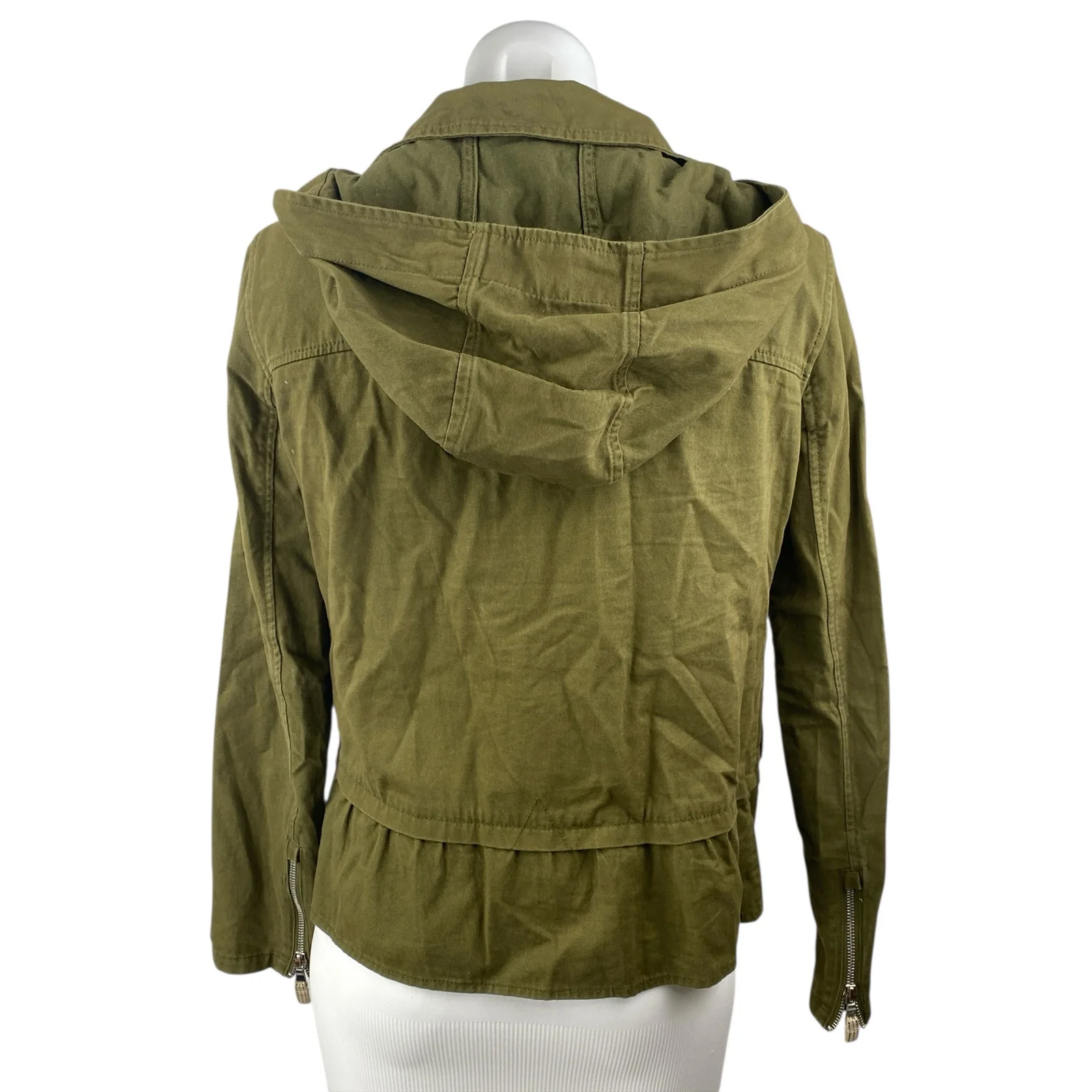 Zara Trafaluc Green Long Sleeve Hoodie Hooded Full ZIp Utility Coat Jacket Sz S - Image 2