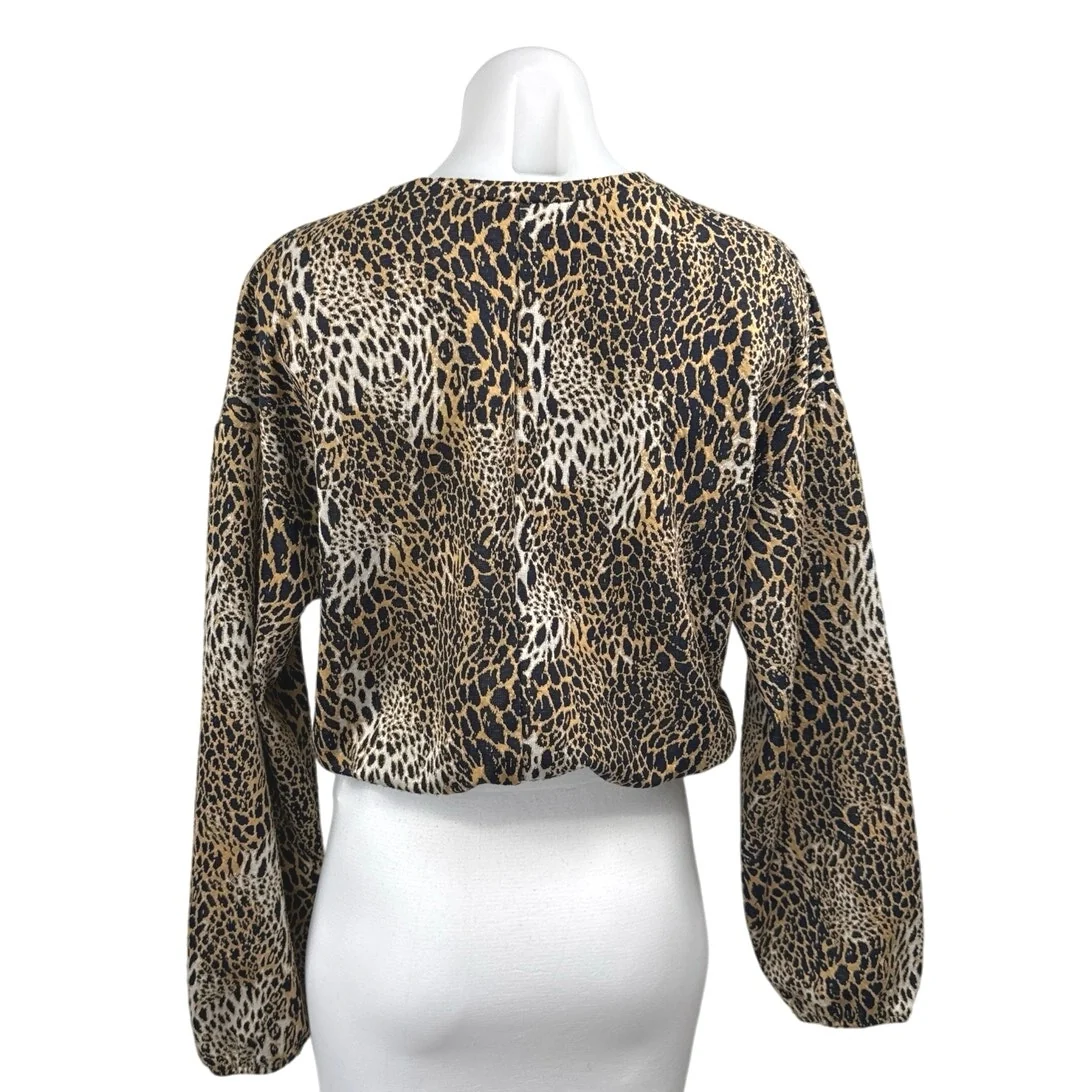 Zara Trafaluc Multicolor Leopard Animal Print Cropped Pullover Sweater Top Sz S - Image 2