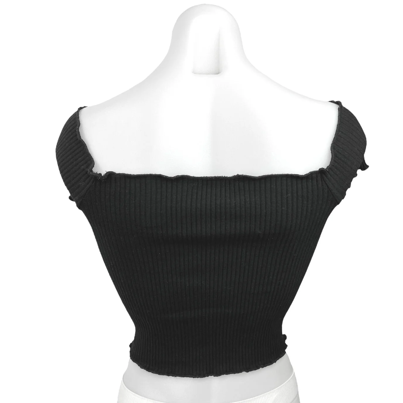 Zara Trafaluc Womens Black Short Sleeve Ribbed Knit Pullover Crop Tee Top Size S - Image 2