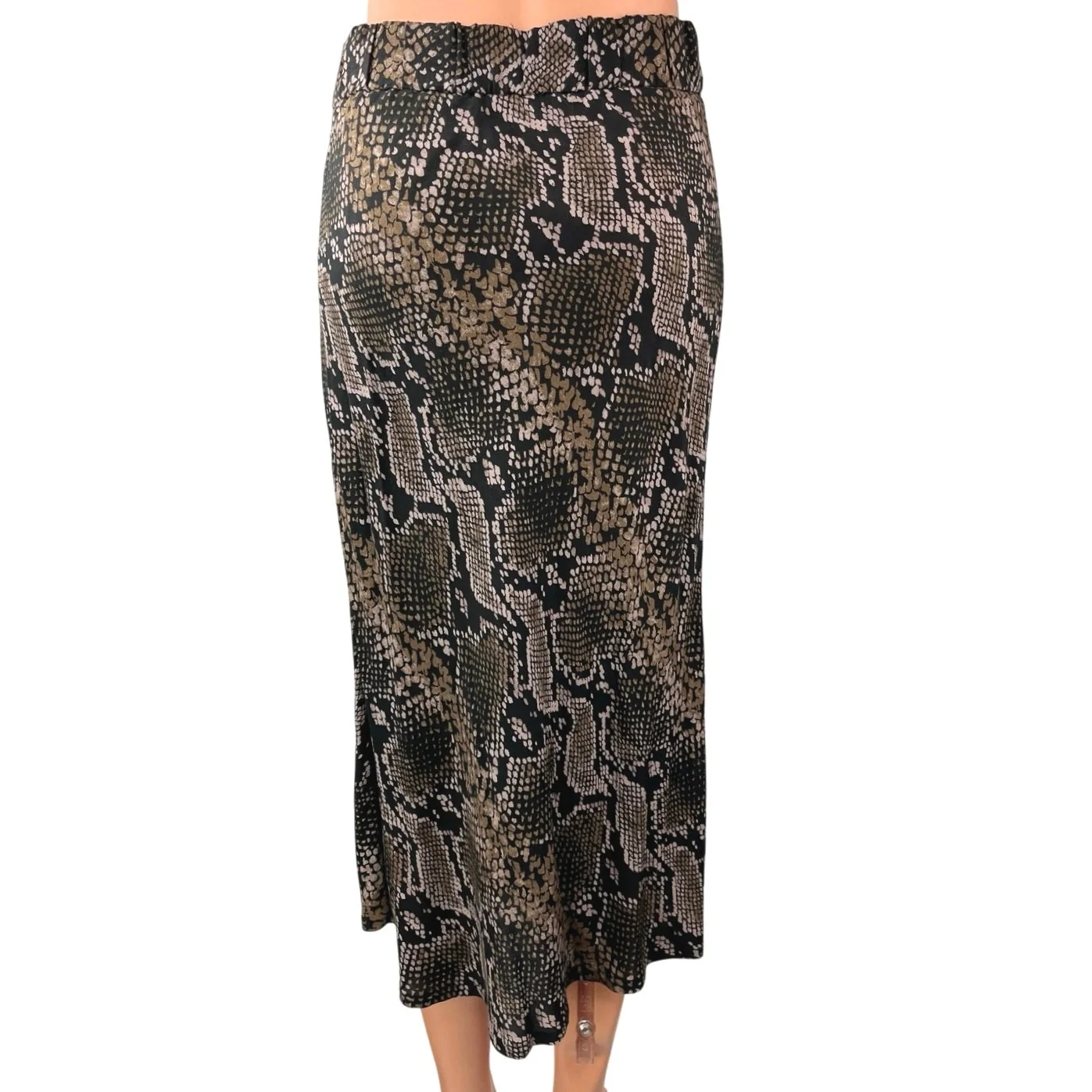 Zara TRF Collection Beige Black Snake Skin High Waisted Slip Maxi Skirt Size S - Image 3