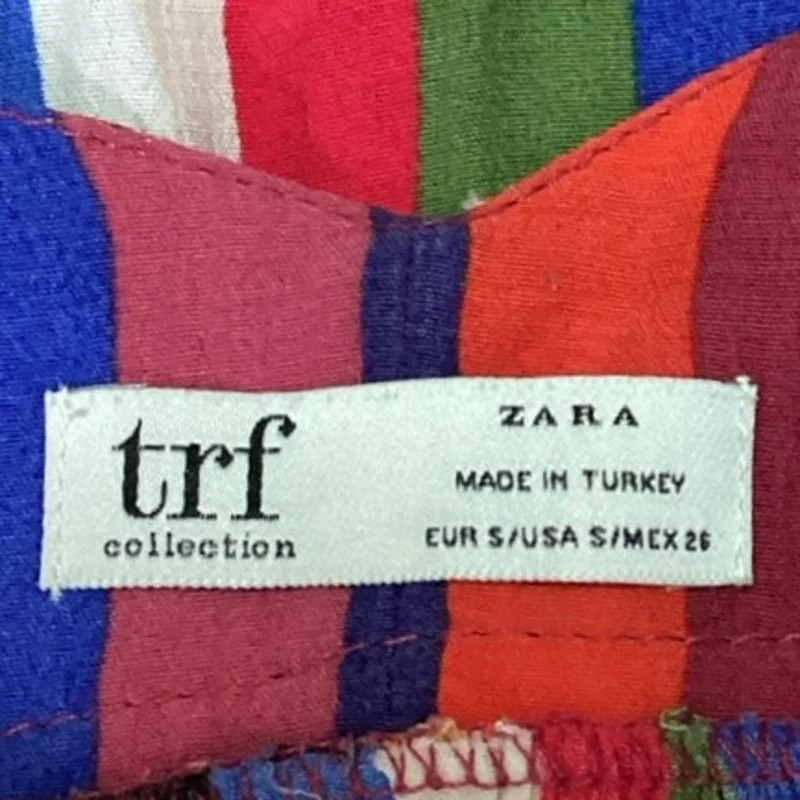 Zara TRF Multicolor Stripe Lace Trim V-neck Spaghetti Strap Crop Cami Tank Top S - Image 5