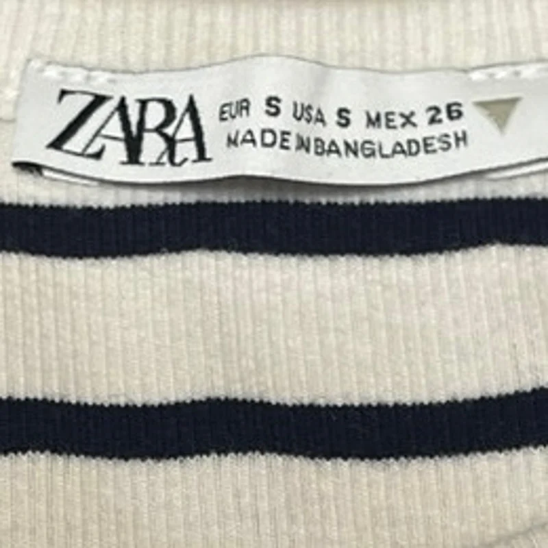 Zara White Black Striped Ribbed Knit Sleeveless High Neck Tank Crop Top Size S - Image 3