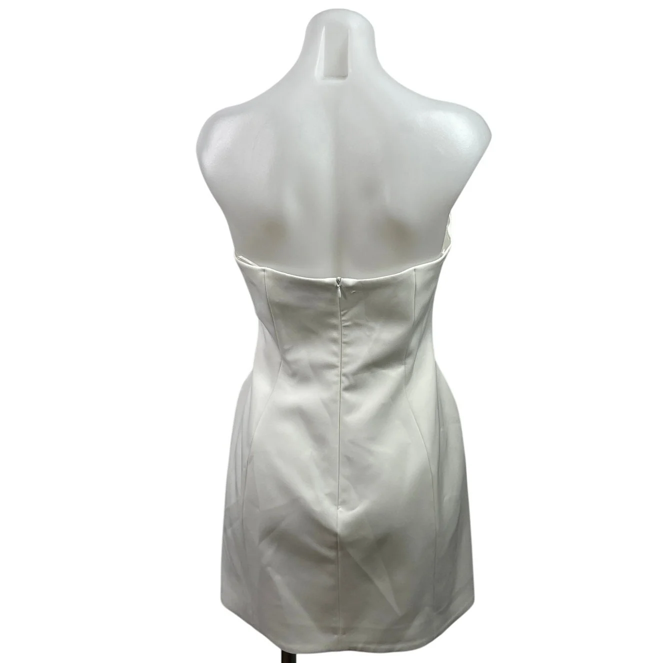Zara White Satin Sweatheart Sleeveless Tube Mini A-Line Slip Tank Dress Size M - Image 3