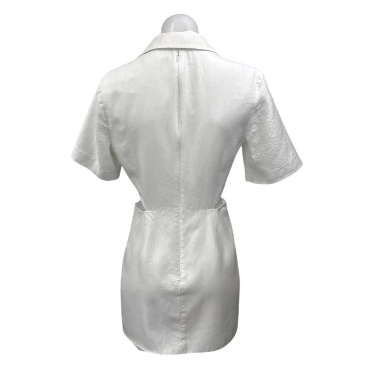 Zara White Short Sleeve Cutout Twist Front Notch Collar Mini Blazer Wrap Dress S - Image 4