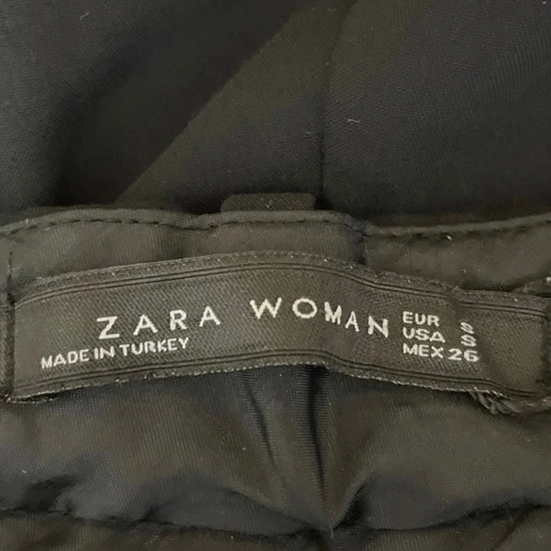 Zara Woman Black Mid Rise Side Zip Straight Leg Trouser Dress Pants Size S - Image 4
