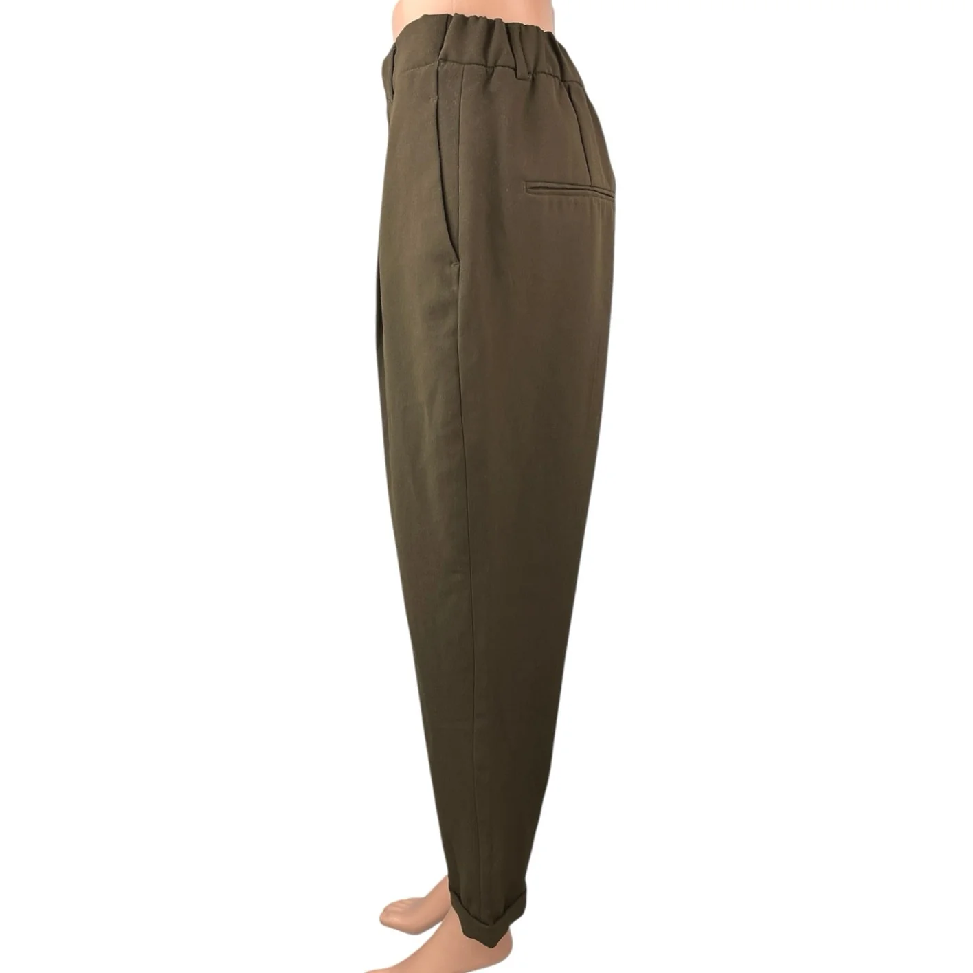 Zara Woman Brown High Waisted Pleated Straight Cropped Trouser Dress Pants Sz M - Image 2