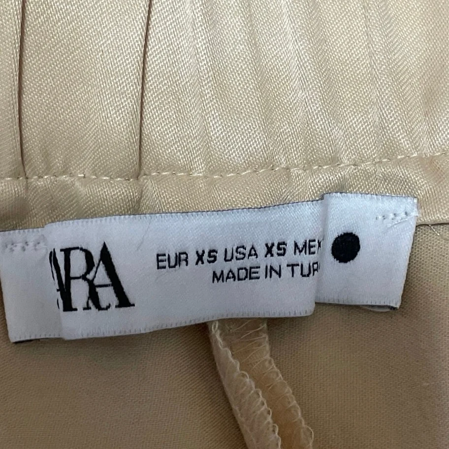 Zara Women's Beige High Waisted Button Fly Skinny Straight Leg Trousers Pants XS - Image 4