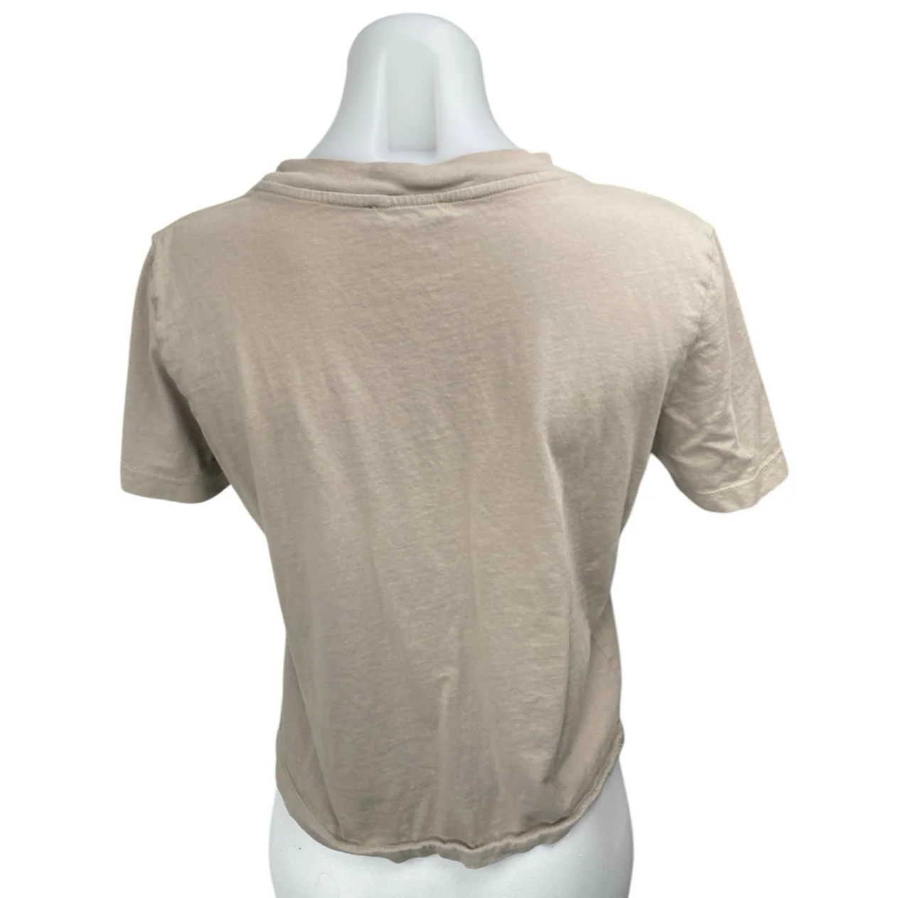 Zara Women's Beige Short Sleeve Crew Neck Pullover Basic T Shirt Tee Top Size S - Image 2