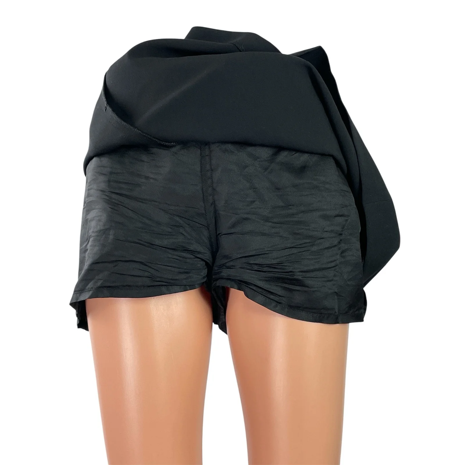 Zara Women's Black Button High Waisted A Line Mini Skirt Shorts Skort Size XL - Image 2