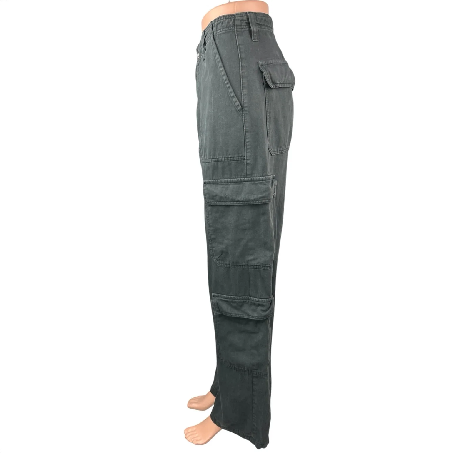 Zara Women's Black Denim High Waist Straight Cargo Trousers Jeans Pants Size 8 - Image 2
