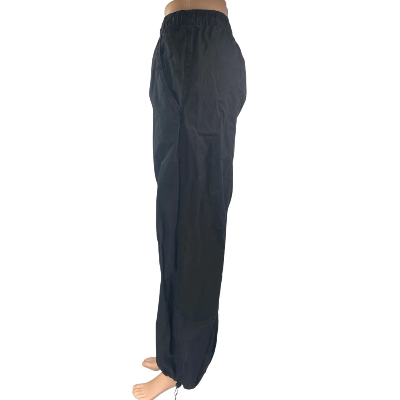 Zara Women's Black Elastic Waist Straight Tapered Leg Trousers Jogger Pants Sz S - Image 2