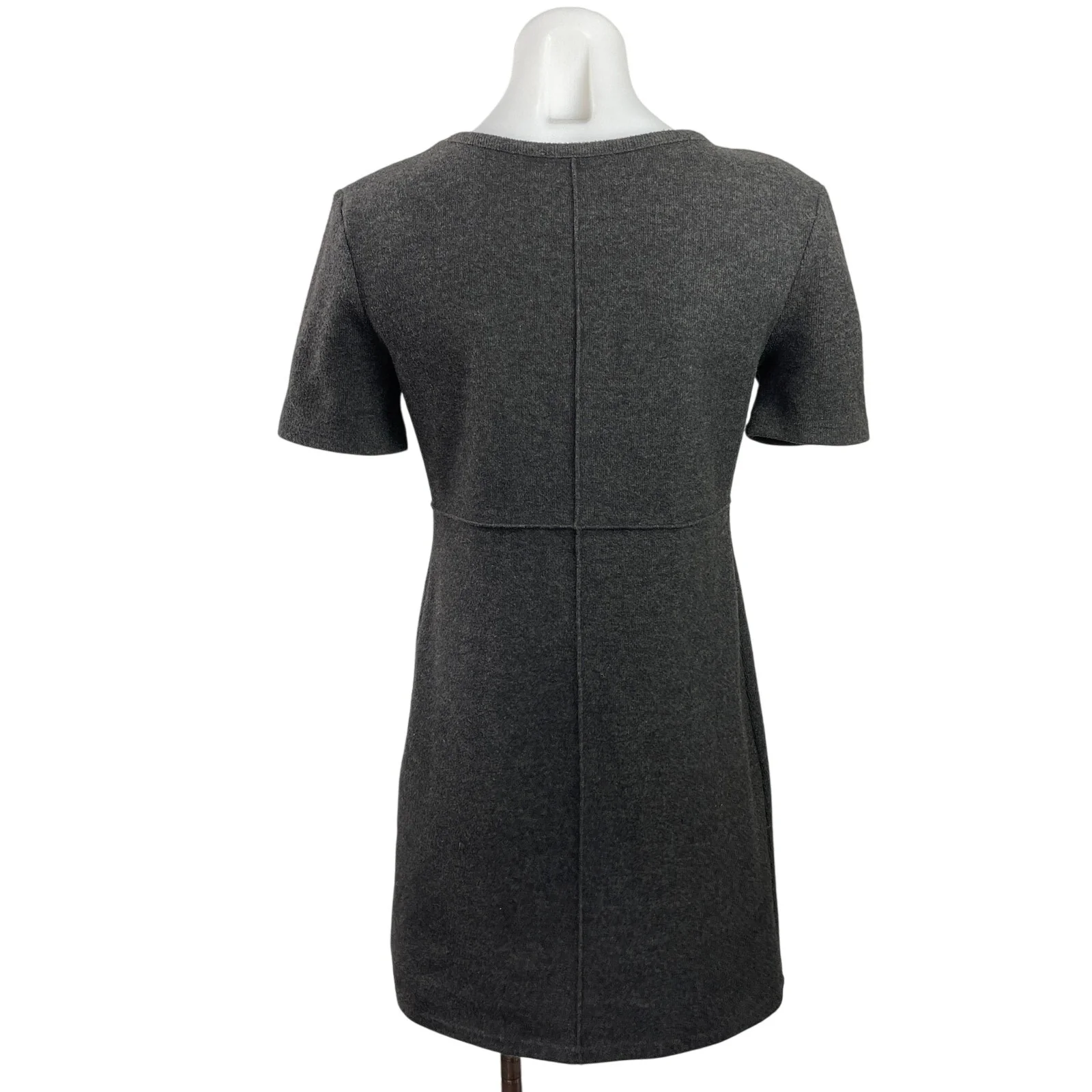 Zara Womens Black Faux Suede Crewneck Short Sleeve Mini Shift Sheat Dress Sz S - Image 3