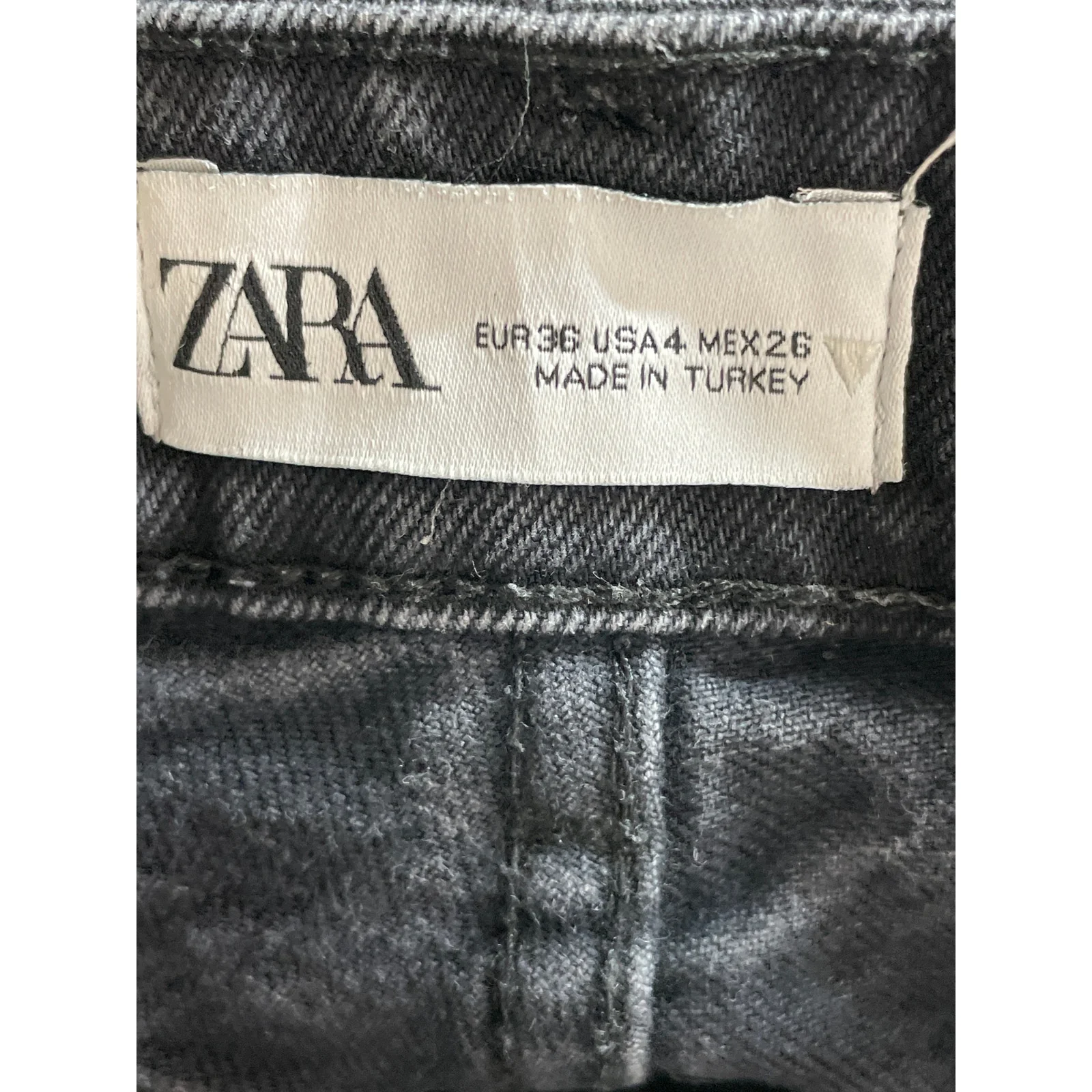 Zara Women's Black High Rise Relaxed Straight Mom Boyfriend Denim Jeans Pants 4 - Image 5