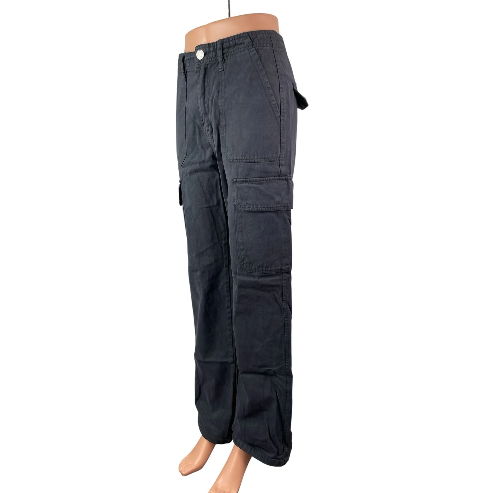 Zara Women's Black High Waisted Wide Leg Utility Cargo Trousers Pants Size 4 - Image 3