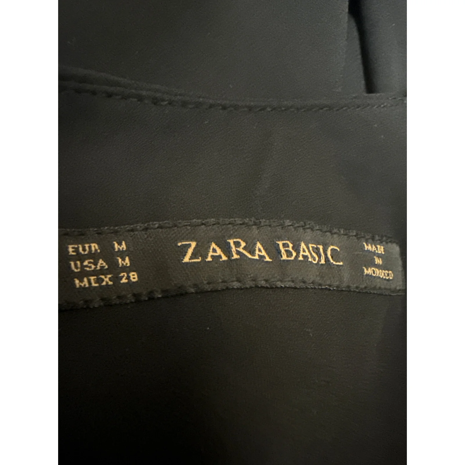 Zara Women's Black Layered Chiffon Scoop Neck Long Sleeve Blouse Top Size M - Image 3
