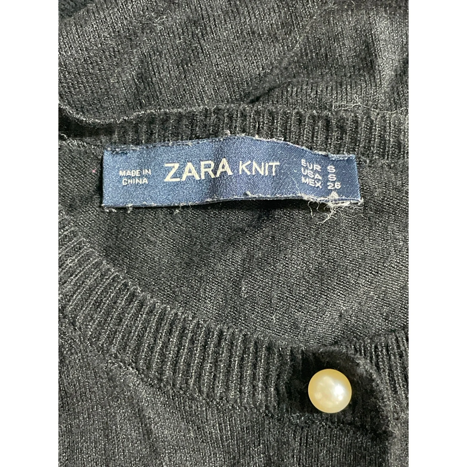Zara Women's Black Long Sleeve Button Down Crew Neck Cardigan Sweater Top Sz S - Image 5
