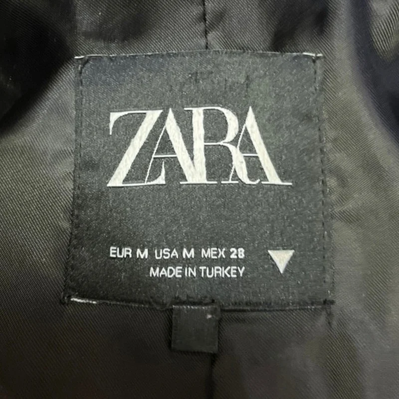 Zara Women's Black Long Sleeve One Button Notch Collar Long Blazer Coat Jacket M - Image 3