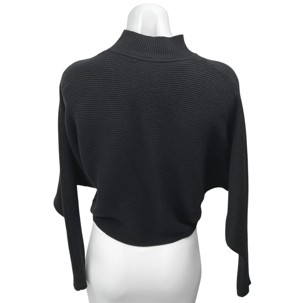 Zara Women's Black Rib Knit Mock Neck Dolman Long Sleeve Pullover Sweater Top S - Image 2