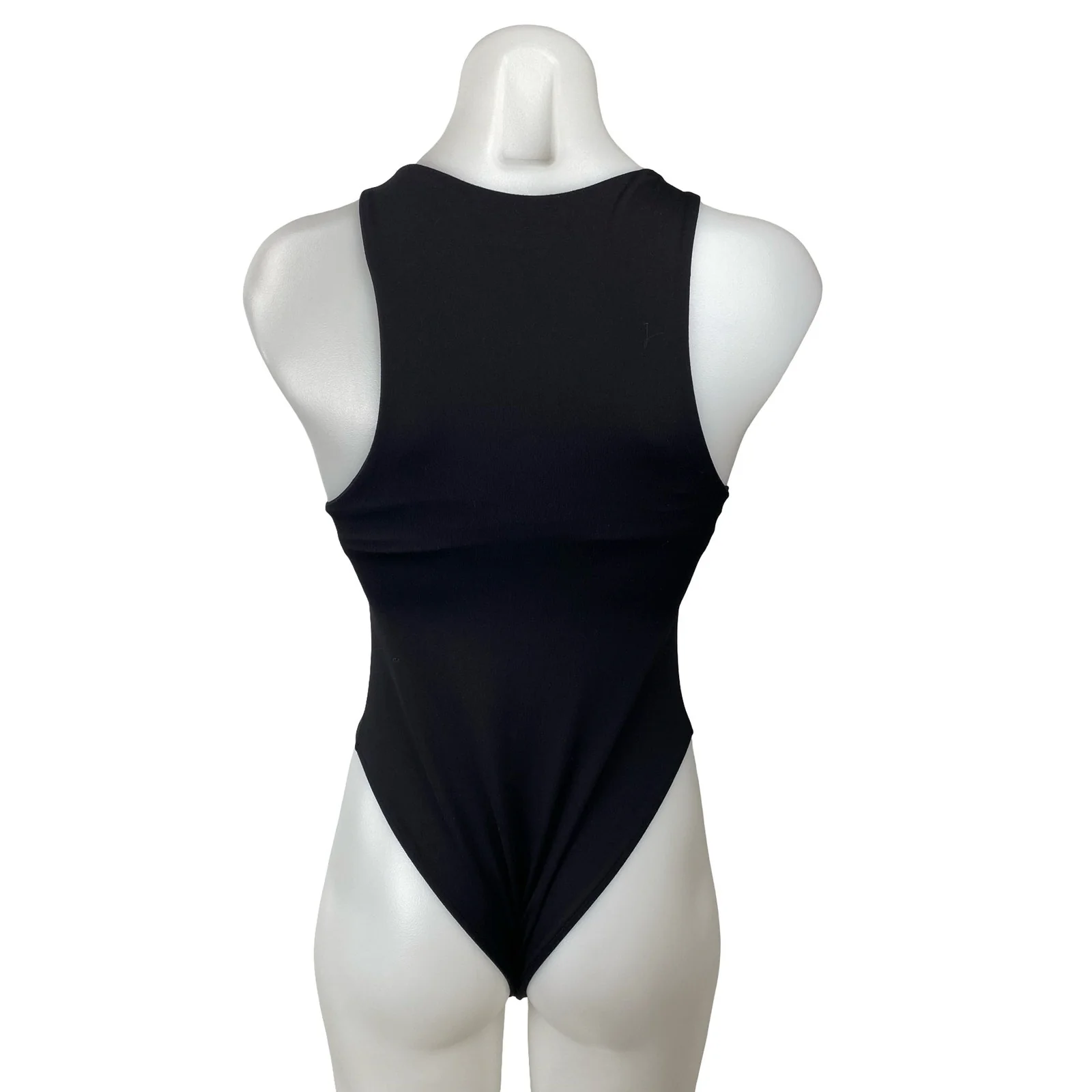 Zara Women's Black Sleeveless High Neck Tank Cami Thong Bodysuit Top Size S - Image 4