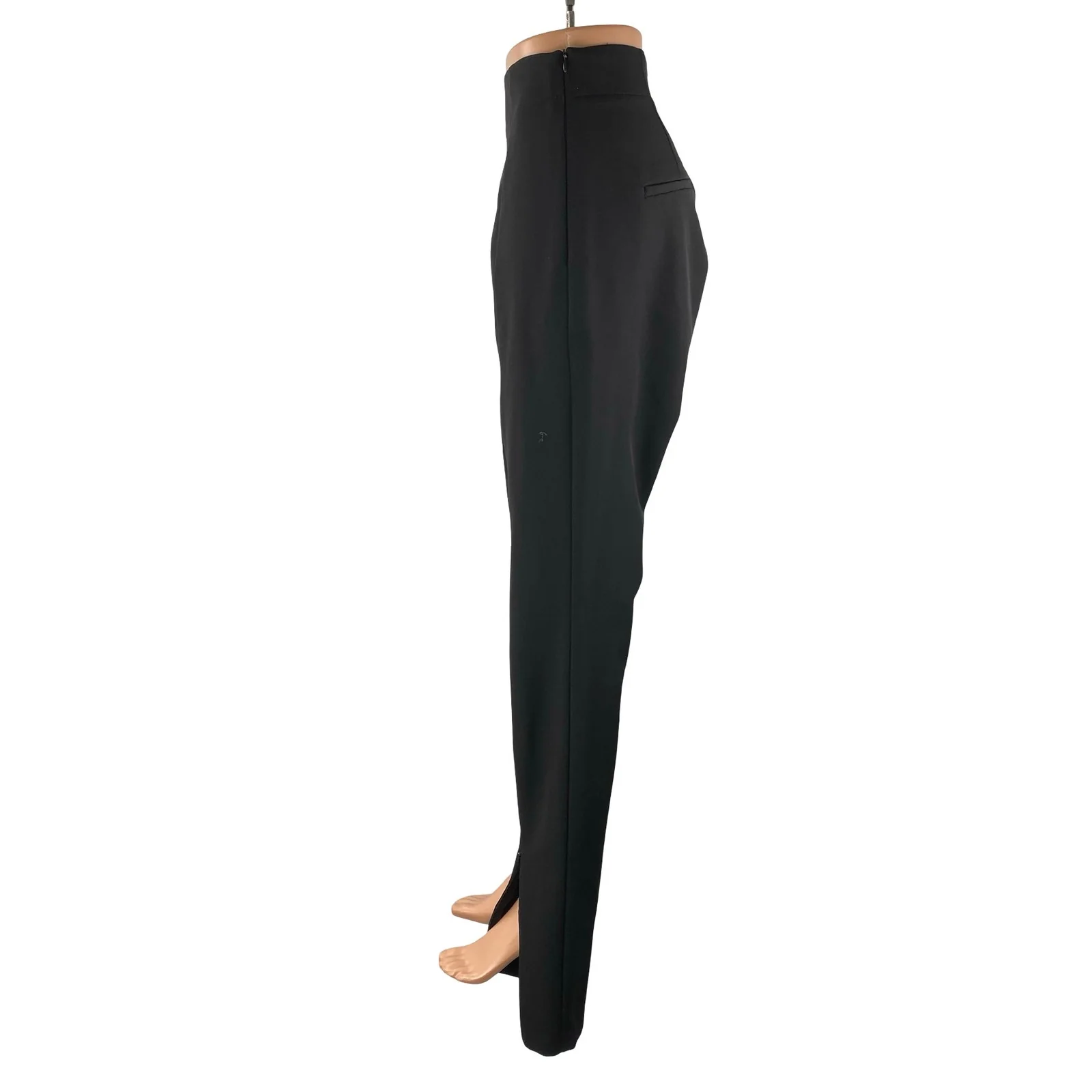 Zara Women's Black Split Slit Hem High Waisted Flare Straight Trousers Pants L - Image 3