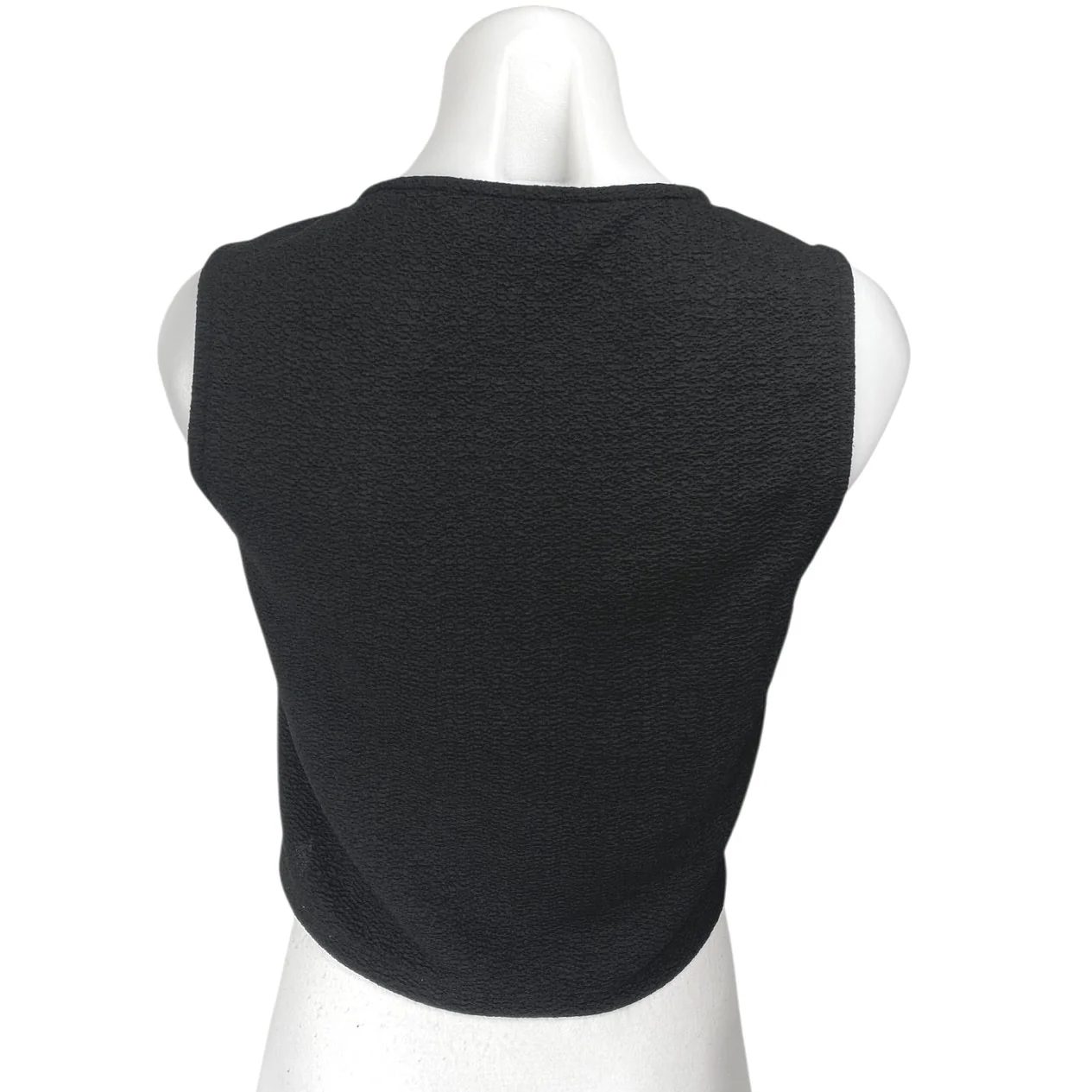 Zara Women's Black Textured Knit Sleeveless Crew Neck Casual Crop Tank Top Sz M - Image 2