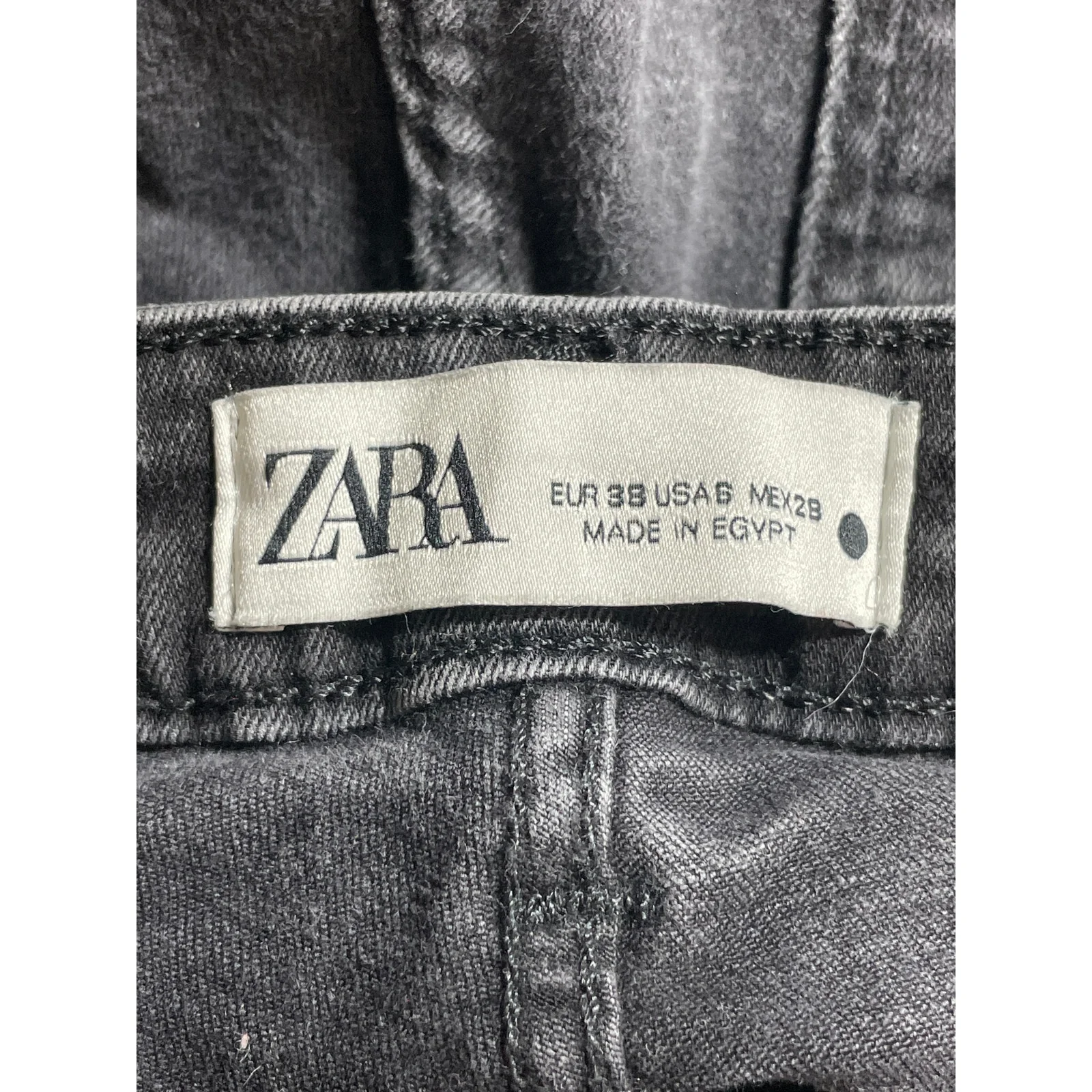 Zara Women's Black Washed Mid Rise Slim Fit Cropped Skinny Denim Jeans Size 6 - Image 5