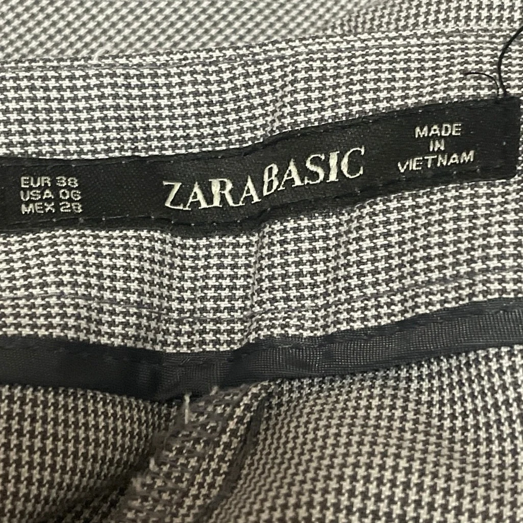 Zara Women's Black White Houndstooth Mid Rise Straight Trousers Dress Pants Sz 6 - Image 4