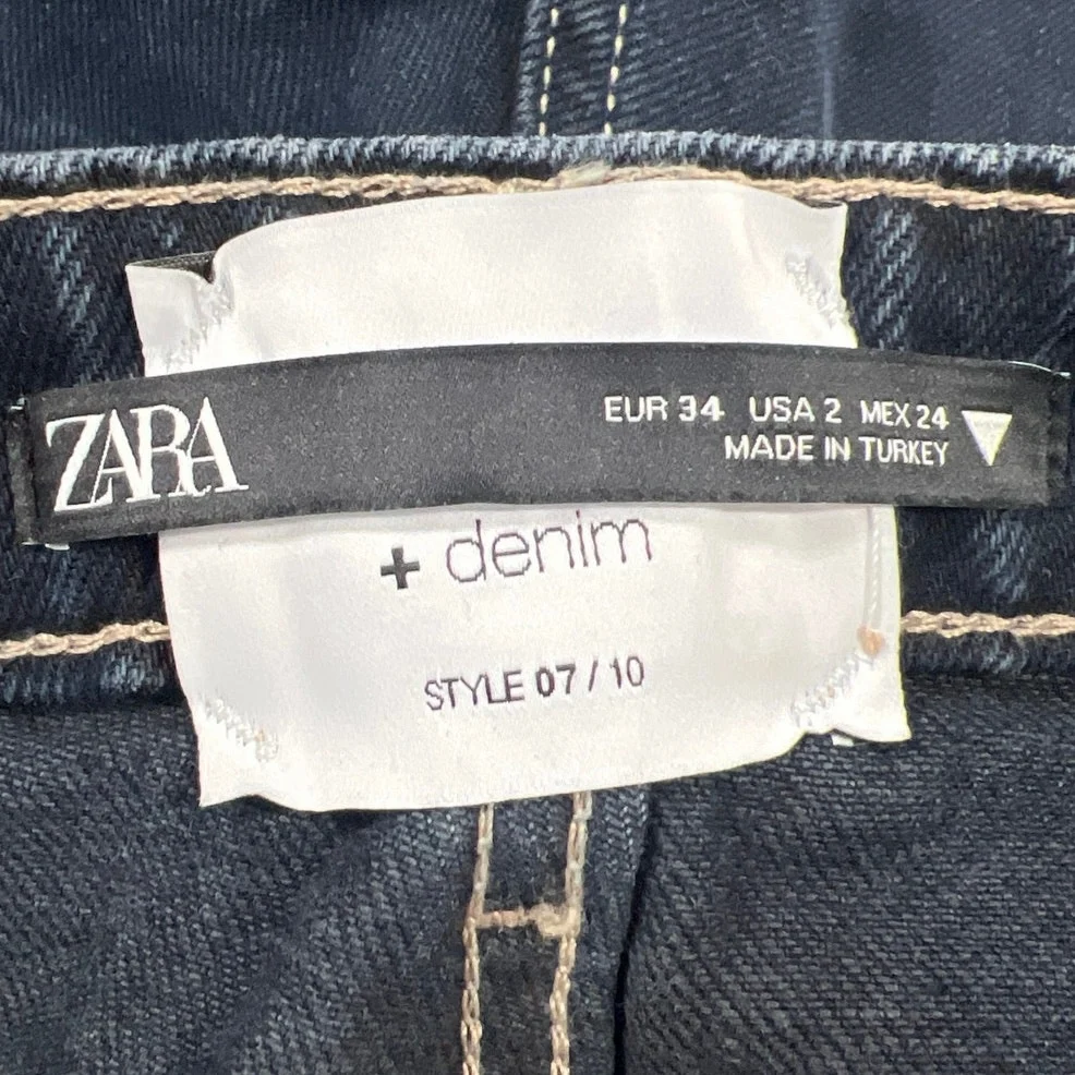 Zara Women's Blue Dark Wash High Waisted Ankle Flared Denim Jeans Size 2 - Image 5